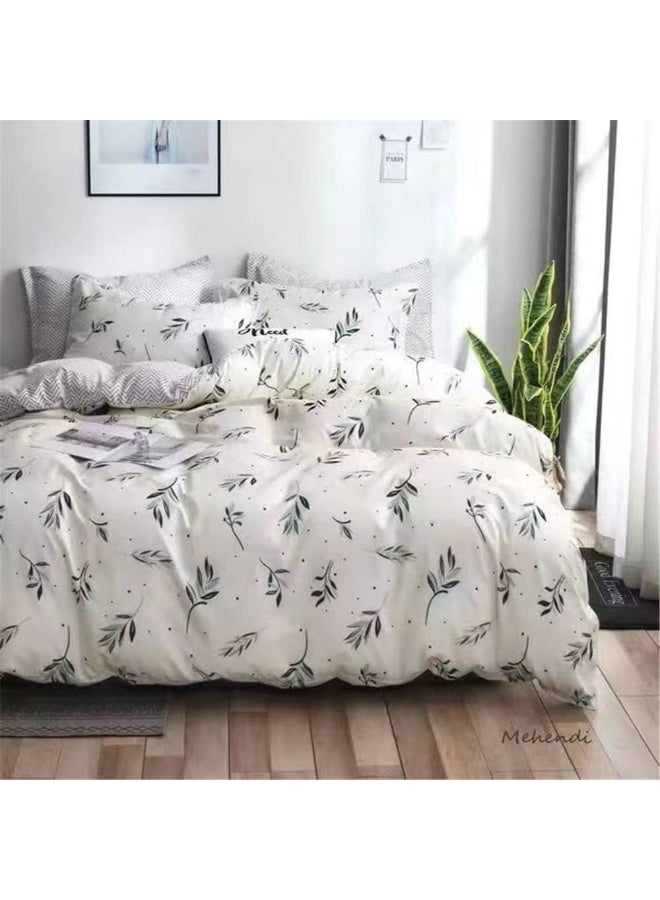 Printed King Size 6 Piece Duvet Cover Set Modern floral and petals Print Bedding Set- Quilt Cover Set Cotton + Polyester